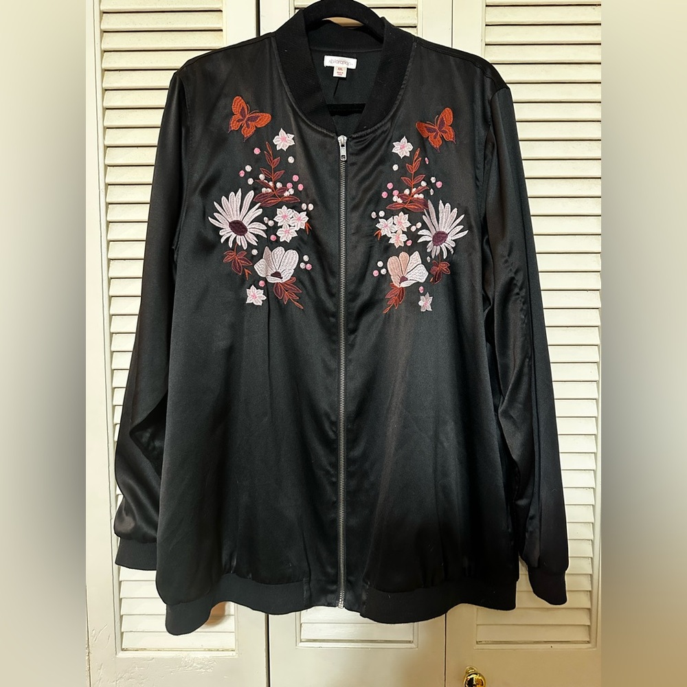 Women’s Black Satin Embroidered Jacket